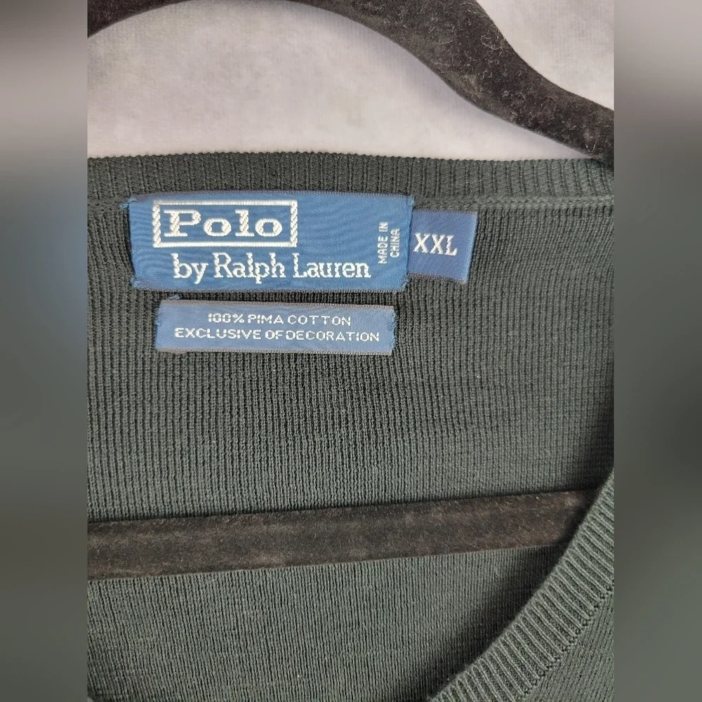 Polo by Ralph Lauren Black Pima Cotton‎ Sweater Vneck Men's Size XXL